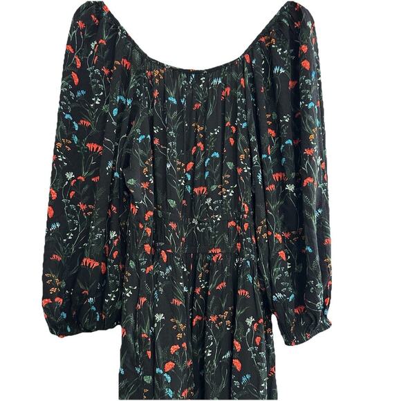 Lane Bryant Black Floral Maxi Dress Size 14 3/4 Sleeve Pockets Stretch NWT - Picture 8 of 16